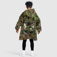 761st Tank Battalion African American Kid Wearable Blanket Hoodie Black Panthers Cartoon Mascot - Military History Camouflage Paw