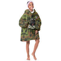 761st Tank Battalion African American Kid Wearable Blanket Hoodie Black Panthers Cartoon Mascot - Military History Camouflage Paw
