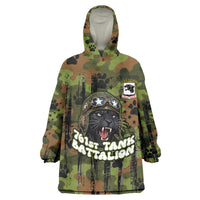 761st Tank Battalion African American Kid Wearable Blanket Hoodie Black Panthers Cartoon Mascot - Military History Camouflage Paw
