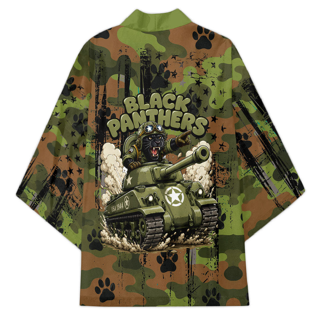 761st Tank Battalion African American Kimono Black Panthers Cartoon Mascot - Military History Camouflage Paw