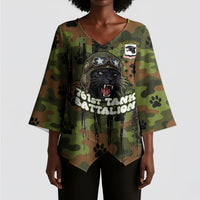 761st Tank Battalion African American Kimono Sleeve Blouse Black Panthers Cartoon Mascot - Military History Camouflage Paw