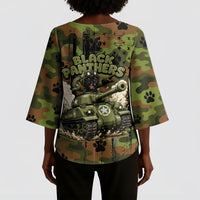 761st Tank Battalion African American Kimono Sleeve Blouse Black Panthers Cartoon Mascot - Military History Camouflage Paw