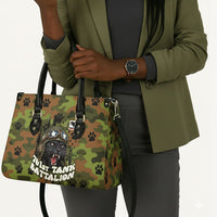 761st Tank Battalion African American Leather Bag Black Panthers Cartoon Mascot - Military History Camouflage Paw