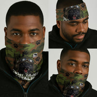 761st Tank Battalion African American Neck Gaiter Black Panthers Cartoon Mascot - Military History Camouflage Paw