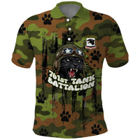 761st Tank Battalion African American Polo Shirt Black Panthers Cartoon Mascot - Military History Camouflage Paw