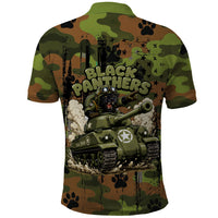 761st Tank Battalion African American Polo Shirt Black Panthers Cartoon Mascot - Military History Camouflage Paw