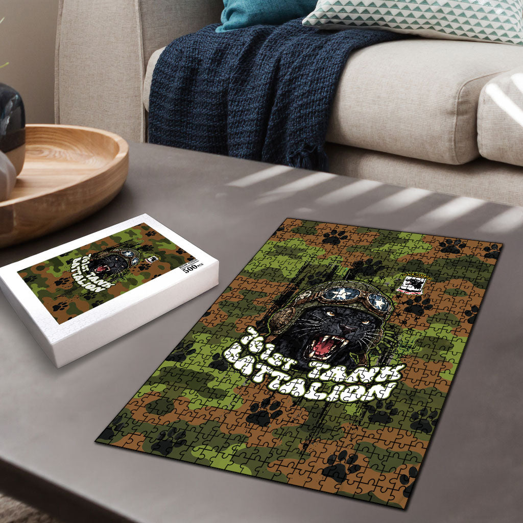 761st Tank Battalion African American Puzzle Black Panthers Cartoon Mascot - Military History Camouflage Paw