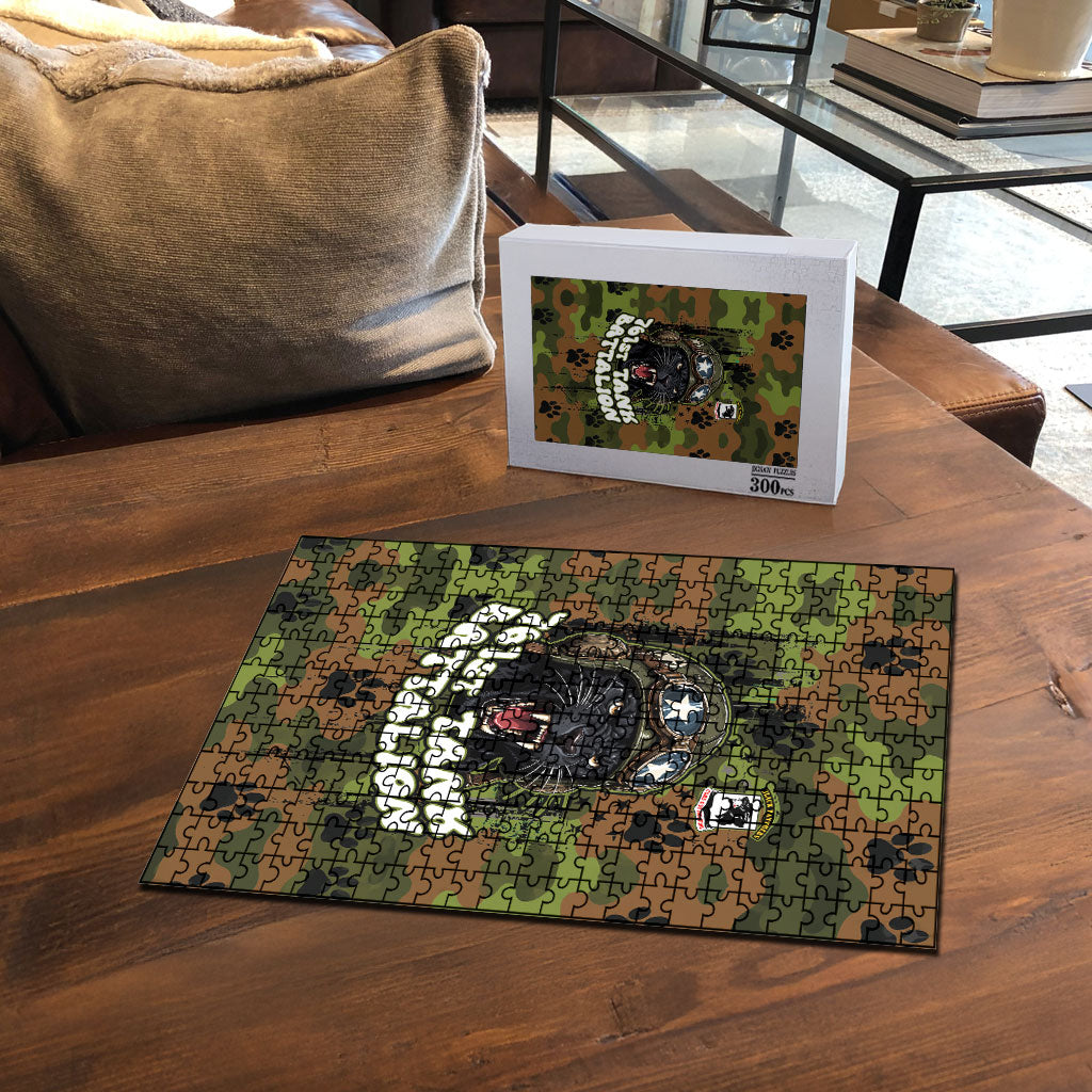 761st Tank Battalion African American Puzzle Black Panthers Cartoon Mascot - Military History Camouflage Paw