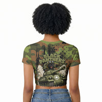 761st Tank Battalion African American Raglan Cropped T shirt Black Panthers Cartoon Mascot - Military History Camouflage Paw