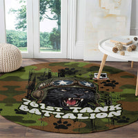 761st Tank Battalion African American Round Carpet Black Panthers Cartoon Mascot - Military History Camouflage Paw