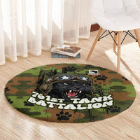761st Tank Battalion African American Round Carpet Black Panthers Cartoon Mascot - Military History Camouflage Paw