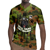 761st Tank Battalion African American Rugby Jersey Black Panthers Cartoon Mascot - Military History Camouflage Paw