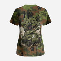 761st Tank Battalion African American Scrub Top Black Panthers Cartoon Mascot - Military History Camouflage Paw