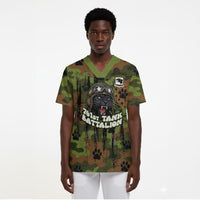 761st Tank Battalion African American Scrub Top Black Panthers Cartoon Mascot - Military History Camouflage Paw