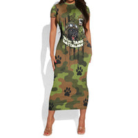 761st Tank Battalion African American Short Sleeve Bodycon Dress Black Panthers Cartoon Mascot - Military History Camouflage Paw