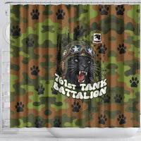 761st Tank Battalion African American Shower Curtain Black Panthers Cartoon Mascot - Military History Camouflage Paw