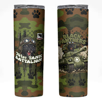 761st Tank Battalion African American Skinny Tumbler Black Panthers Cartoon Mascot - Military History Camouflage Paw