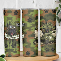 761st Tank Battalion African American Skinny Tumbler Black Panthers Cartoon Mascot - Military History Camouflage Paw