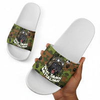 761st Tank Battalion African American Slide Sandals Black Panthers Cartoon Mascot - Military History Camouflage Paw