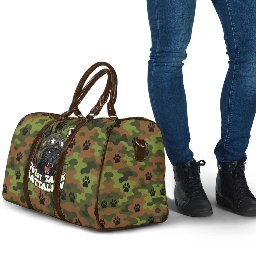761st Tank Battalion African American Travel Bag Black Panthers Cartoon Mascot - Military History Camouflage Paw