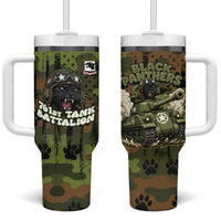 761st Tank Battalion African American Tumbler With Handle Black Panthers Cartoon Mascot - Military History Camouflage Paw