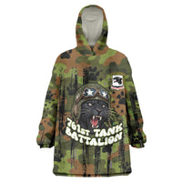 761st Tank Battalion African American Wearable Blanket Hoodie Black Panthers Cartoon Mascot - Military History Camouflage Paw