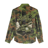 761st Tank Battalion African American Women Casual Shirt Black Panthers Cartoon Mascot - Military History Camouflage Paw