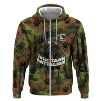 761st Tank Battalion African American Zip Hoodie Black Panthers Cartoon Mascot - Military History Camouflage Paw