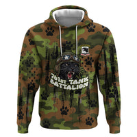 761st Tank Battalion African American Zip Hoodie Black Panthers Cartoon Mascot - Military History Camouflage Paw