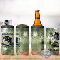 761st Tank Battalion 4 in 1 Can Cooler Tumbler Black Panthers - Come Out Fighting - Military Watercolor