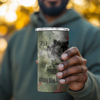 761st Tank Battalion 4 in 1 Can Cooler Tumbler Black Panthers - Come Out Fighting - Military Watercolor