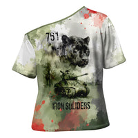 761st Tank Battalion Cross Shoulder Shirt Black Panthers - Come Out Fighting - Military Watercolor