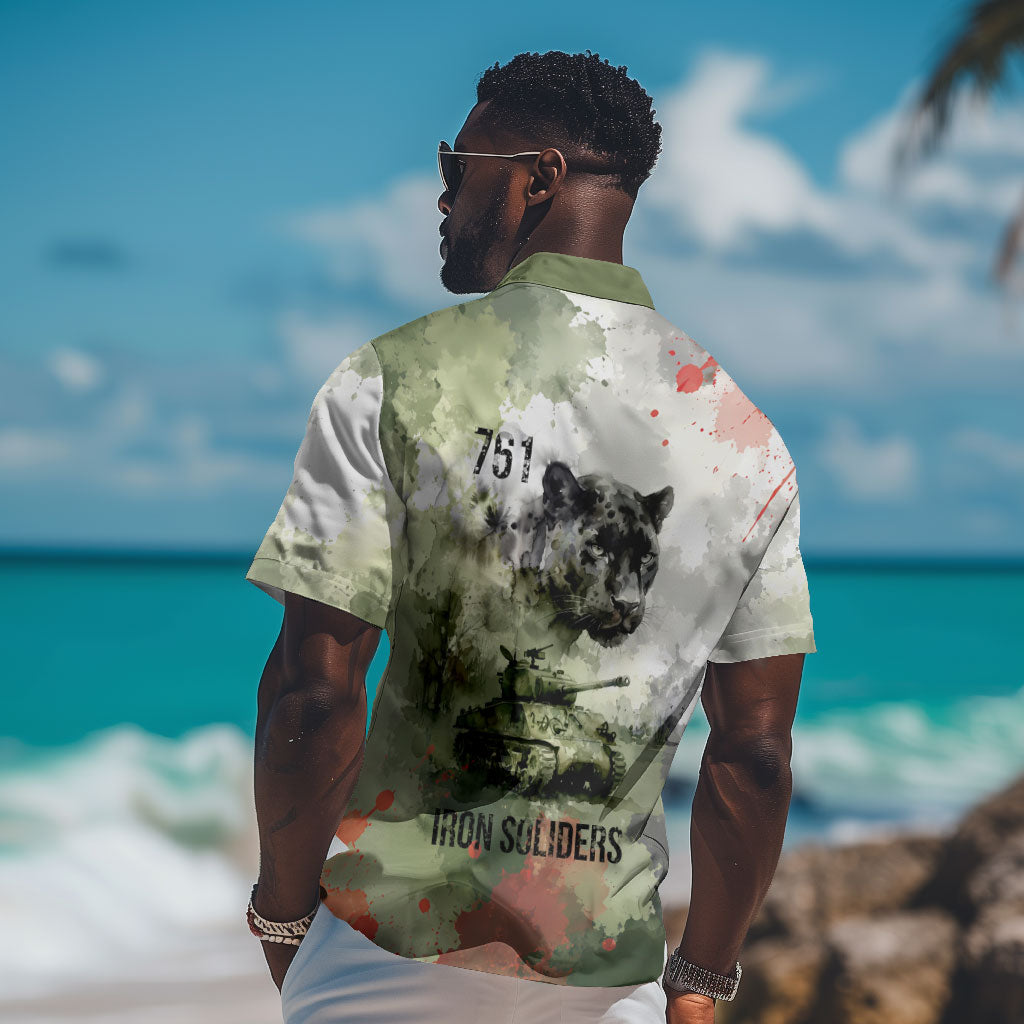 761st Tank Battalion Hawaiian Shirt Black Panthers - Come Out Fighting - Military Watercolor