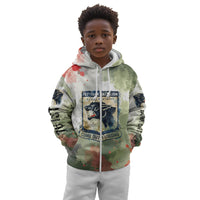 761st Tank Battalion Kid Hoodie Black Panthers - Come Out Fighting - Military Watercolor