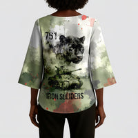 761st Tank Battalion Kimono Sleeve Blouse Black Panthers - Come Out Fighting - Military Watercolor
