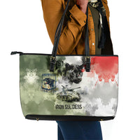 761st Tank Battalion Leather Tote Bag Black Panthers - Come Out Fighting - Military Watercolor