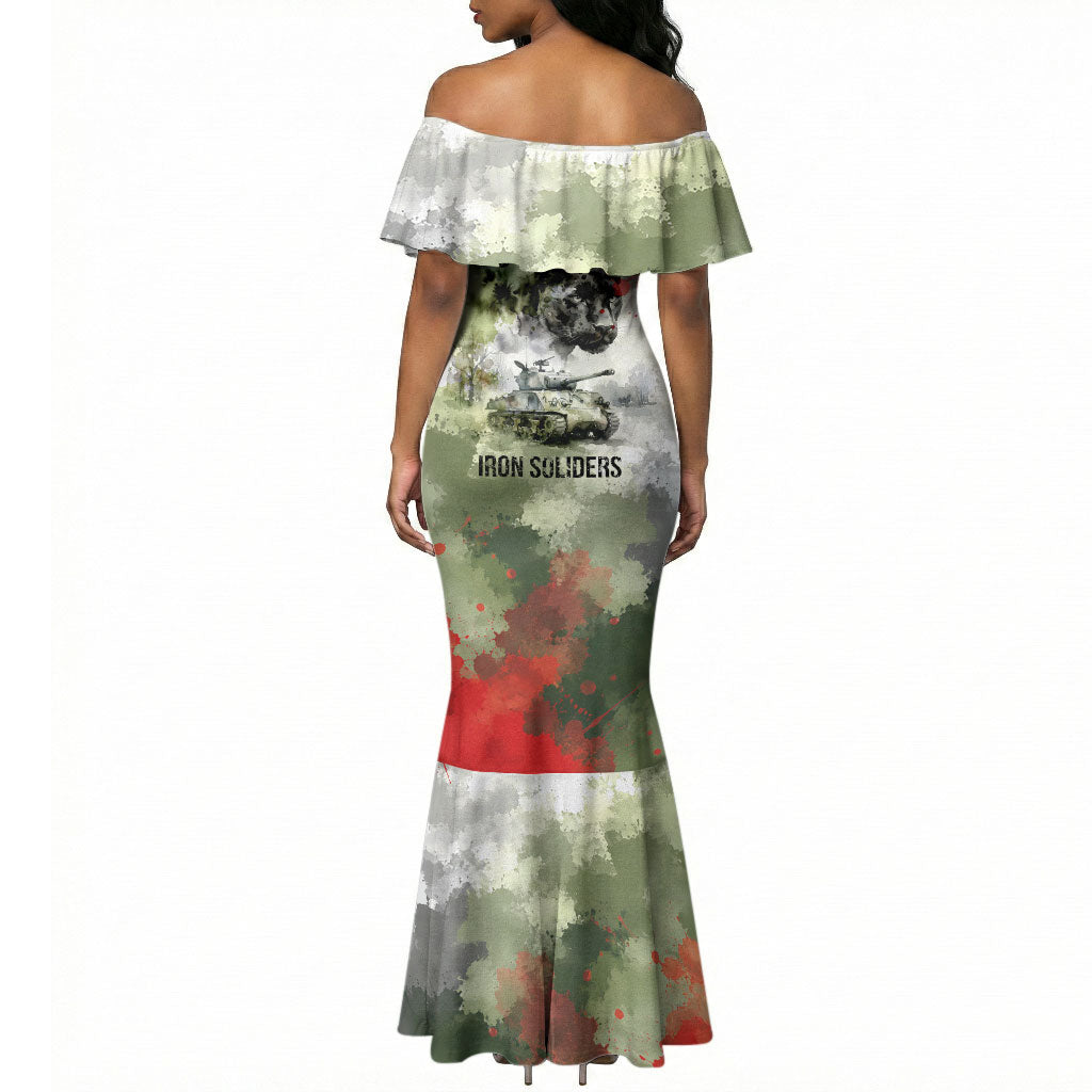 761st Tank Battalion Mermaid Dress Black Panthers - Come Out Fighting - Military Watercolor