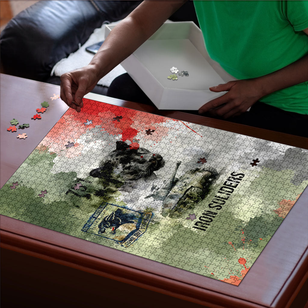 761st Tank Battalion Puzzle Black Panthers - Come Out Fighting - Military Watercolor