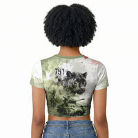 761st Tank Battalion Raglan Cropped T shirt Black Panthers - Come Out Fighting - Military Watercolor