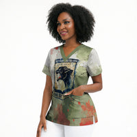 761st Tank Battalion Scrub Top Black Panthers - Come Out Fighting - Military Watercolor