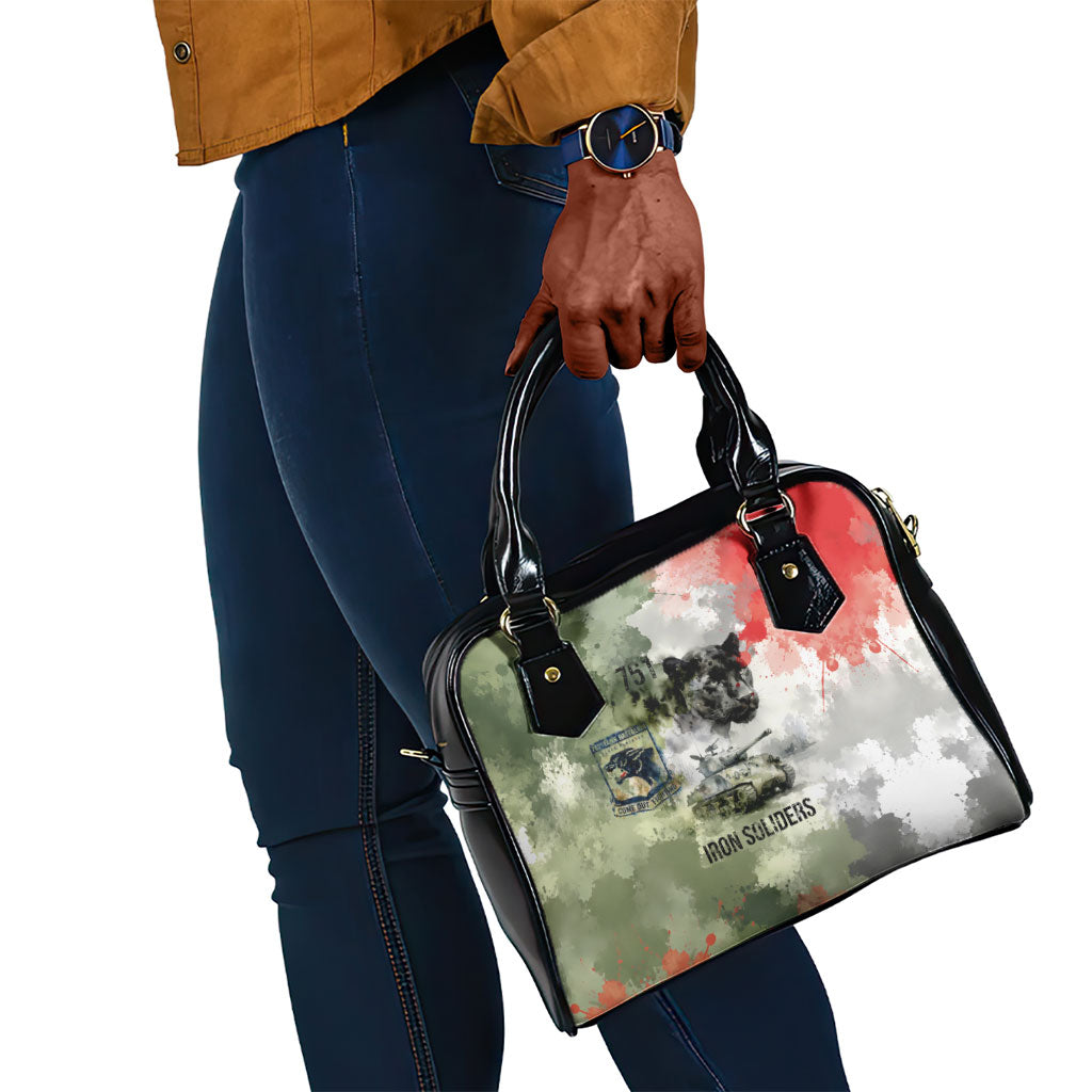 761st Tank Battalion Shoulder Handbag Black Panthers - Come Out Fighting - Military Watercolor