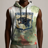 761st Tank Battalion Sleeveless Hoodie Black Panthers - Come Out Fighting - Military Watercolor