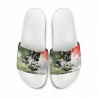 761st Tank Battalion Slide Sandals Black Panthers - Come Out Fighting - Military Watercolor