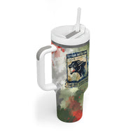 761st Tank Battalion Tumbler With Handle Black Panthers - Come Out Fighting - Military Watercolor