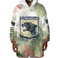 761st Tank Battalion Wearable Blanket Hoodie Black Panthers - Come Out Fighting - Military Watercolor