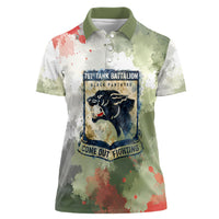 761st Tank Battalion Women Polo Shirt Black Panthers - Come Out Fighting - Military Watercolor