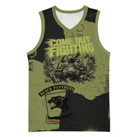 761st Tank Battalion Original Black Panthers Basketball Jersey Come Out Fighting - Sherman Tank Military - Distressed Scratch