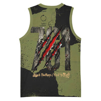 761st Tank Battalion Original Black Panthers Basketball Jersey Come Out Fighting - Sherman Tank Military - Distressed Scratch