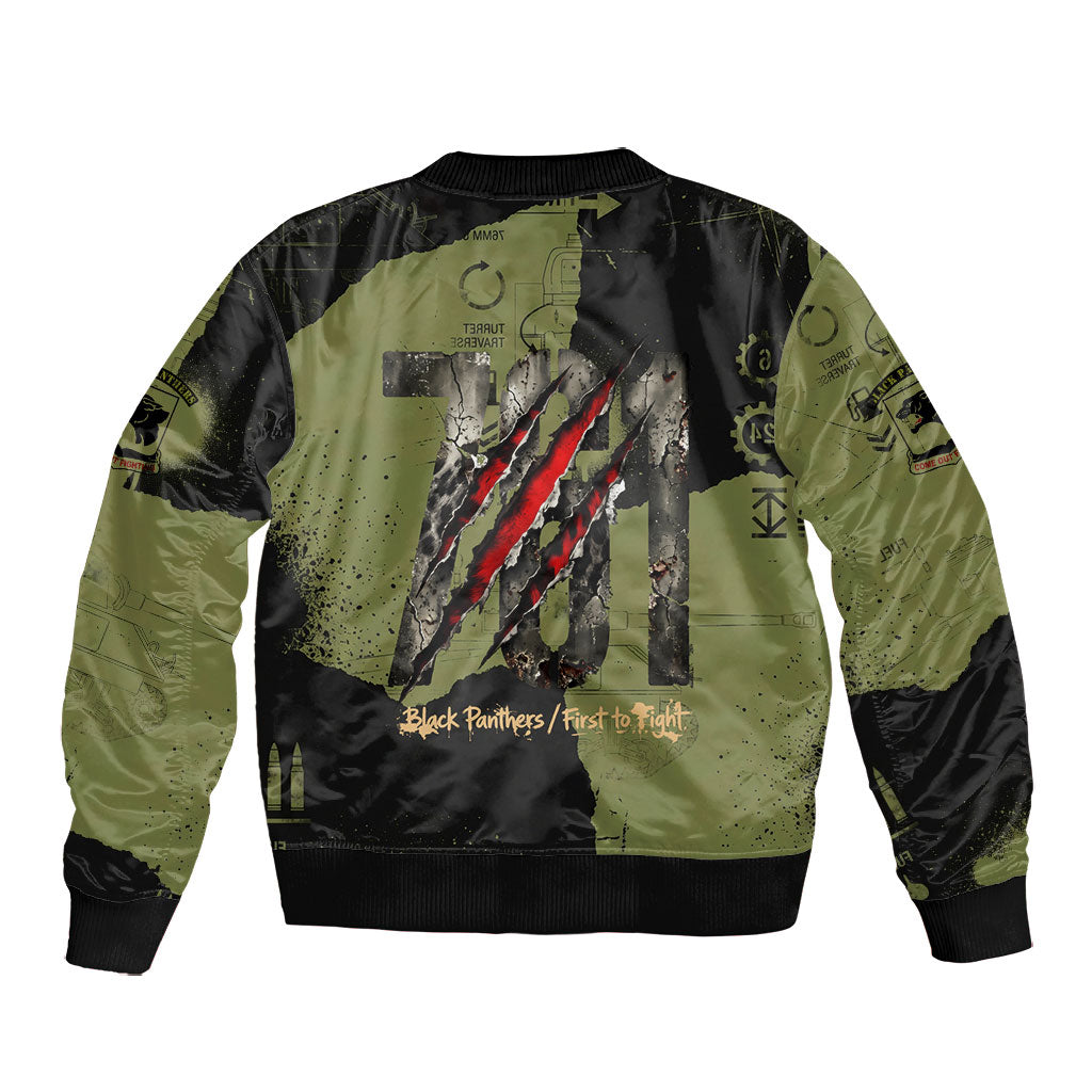 761st Tank Battalion Original Black Panthers Bomber Jacket Come Out Fighting - Sherman Tank Military - Distressed Scratch