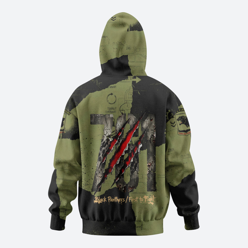 761st Tank Battalion Original Black Panthers Hoodie Come Out Fighting - Sherman Tank Military - Distressed Scratch